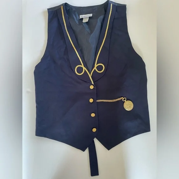 Vintage Plus Size Stephanie Thomas Sport Size 20 Nautical Vest Sailor Rope Charm - Picture 1 of 7
